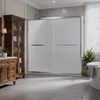Sunvega 56-60"x58" Adjustable Aluminum Frame Double Sliding Bathtub Screen
