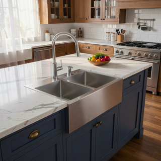 Sunvega 32x19 Inch Overmount Single Bowl Kitchen Sink in Brushed Nickel