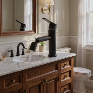 Sunvega Single Handle Bathroom Sink Faucet with 360 Rotating Aerator and Pop Up Drain