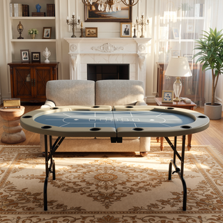 Sunvega Professional Ten-Player Foldable Poker Table with Cup Holders and Padded Armrest Rails