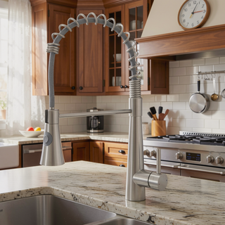 Sunvega Brushed Nickel Single Handle Kitchen Faucet with Pull Out Sprayer