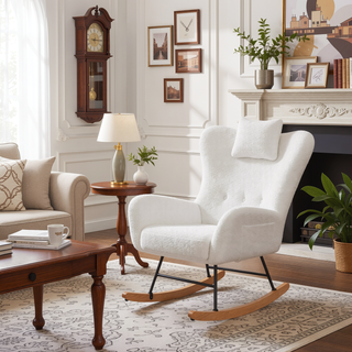 Sunvega Soft and Thick Upholstered Nursery Rocking Chair with High Backrest