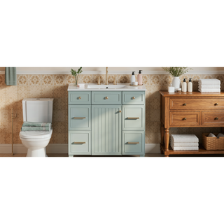 Sunvega 36 inch White Bathroom Vanity with Ceramic Sink and Soft Close Doors