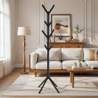 Sunvega Modern Industrial 4-Tier Metal Coat Rack with 8 Hanging Hooks