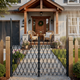 Sunvega Double Folding Security Gate with 360 Degree Rolling Caster and Lock