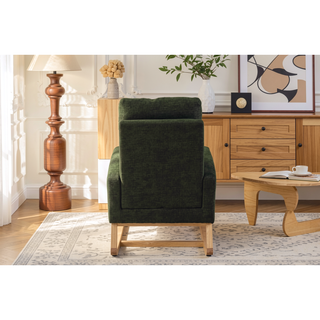 Sunvega Modern Upholstered Nursery Glider Rocking Chair with High Backrest and Side Pocket
