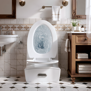Sunvega Modern Fan-Shaped Design One-Piece Toilet with Dual Flush and Soft Close Seat