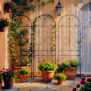 Sunvega 4 Pack 86.7" x 19.7" Metal Trellis for Climbing Plants Outdoor Rustproof