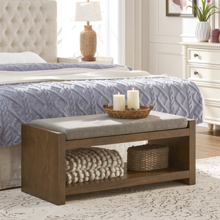 Sunvega Modern Accent Bench with Removable Cushion and Lower Storage Shelf
