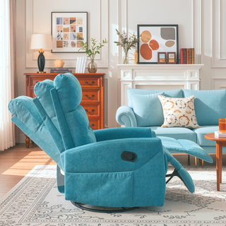 Sunvega Manual Recliner Chair with 360 Degree Swivel and Rocking Function in Grey Fabric