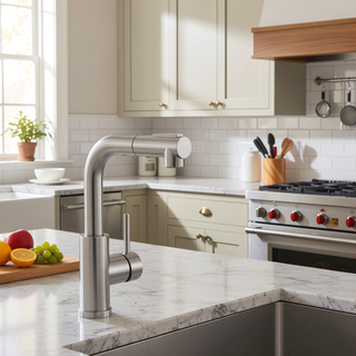 Sunvega Single Handle Kitchen Sink Faucet with Pull Out Sprayer and Deck Plate