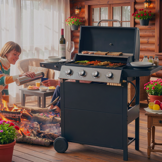 Sunvega 4 Burner Propane Gas Grill with Stainless Steel 34,000 BTU and Two Shelves