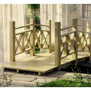 Sunvega Classic Wooden Garden Bridge with Handrails for Backyard Ponds and Streams