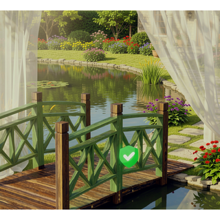 Sunvega Classic Wooden Garden Bridge with Handrails for Backyard Ponds and Streams
