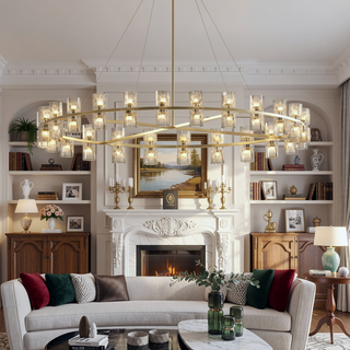 Sunvega Luxury Double Crystal Ring LED Chandelier Lighting for Modern Dining Room