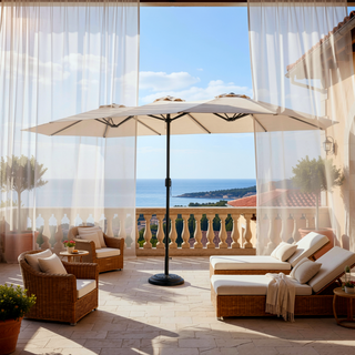 Sunvega 15-Foot Rectangular Outdoor Umbrella with Crank for Patio and Garden
