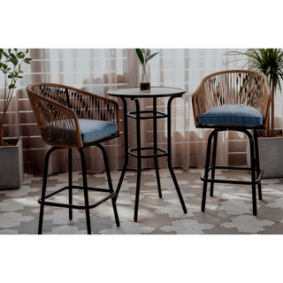 Sunvega 3-Piece Bar Set with 360-Degree Swivel Chairs and Round Table