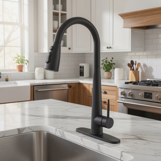 Sunvega Single Handle Stainless Steel Kitchen Sink Faucet with Pull Down Sprayer