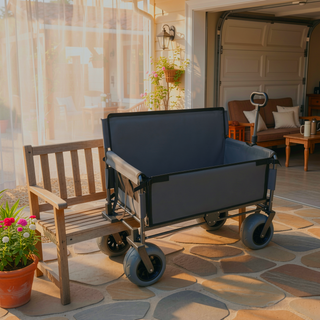 Sunvega 3-in-1 Heavy-Duty Folding Wagon Cart with Bench Seat and Storage