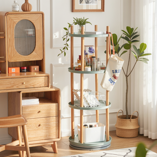 Sunvega 360° Rotating Bookshelf with Bonus Bookends for Living Room Bedroom Kitchen
