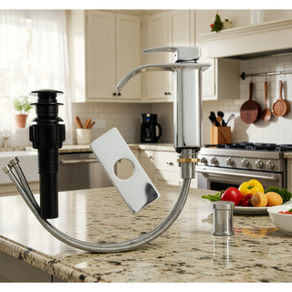 Sunvega Single Hole Bathroom Faucet with Ceramic Cartridge in Brushed Nickel