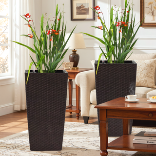 Sunvega 2 Pack Tall 21.7 Inch Crack-Resistant UV-Resistant Matte Planter Box for Indoor Outdoor