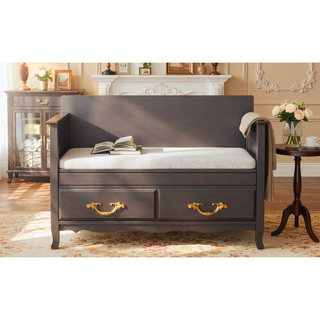 Sunvega Espresso Shoe Bench with Removable Cushion and Hidden Storage for Entrance