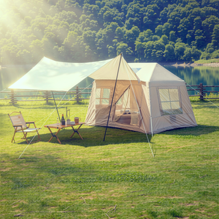 Sunvega Inflatable Camping Tent with Detachable Top and Dual-Side Weatherproof Canopy