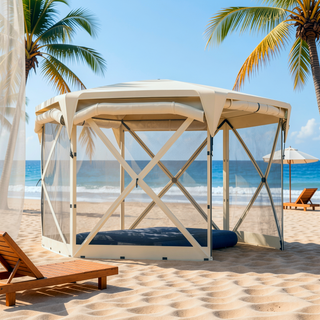 Sunvega Pop Up Tent with Removable Roof Cover and Adjustable Mesh Sidewalls for Outdoor Events