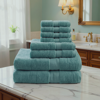 Sunvega 8-Piece Premium Cotton Towel Set with Antimicrobial Treatment for Health and Wellness