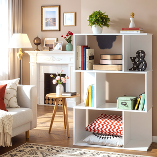 Sunvega Three-Tier Minimalist Shelving Unit with Grid Pattern for Home Storage