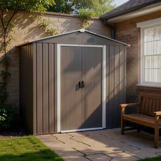 Sunvega 6x5ft Outdoor Metal Storage Shed with Sliding Doors and Punched Vents