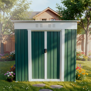 Sunvega Pent Roof Outdoor Storage Shed with Aluminum Alloy Frame and Sliding Door