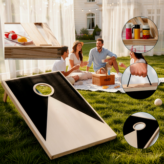 Sunvega Solid Wood Cornhole Set with 2 Boards 8 Bags and Carrying Case
