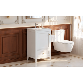 Sunvega 20 Inch Bathroom Vanity with Ceramic Sink and Adjustable Leveling Pads