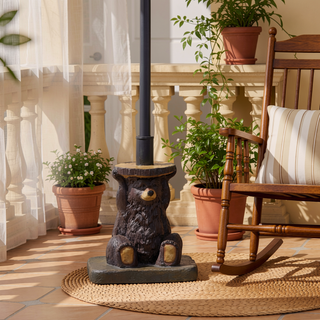 Sunvega Hand-Crafted Dark Brown Light Weight Concrete Umbrella Base with Resin Finish
