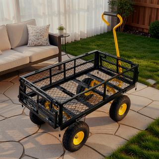 Sunvega Garden Cart with Inflatable Tires and Spacious Bed for Yard Work