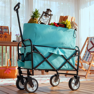 Sunvega Foldable Collapsible Wagon Cart with Extention Dual-Layer Design All-Terrain Wheels