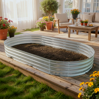 Sunvega 6x3x1ft Galvanized Metal Raised Garden Bed Kit for Outdoor Vegetables Flowers Herbs