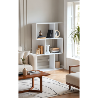 Sunvega Three-Tier Minimalist Shelving Unit with Grid Pattern for Home Storage