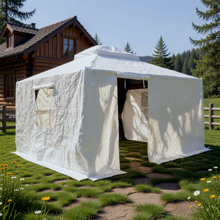 Sunvega Universal Winter Gazebo Cover with Sidewalls and Mesh Windows Waterproof