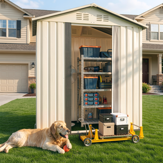 Sunvega Pent Roof Outdoor Storage Shed with Aluminum Alloy Frame and Sliding Door