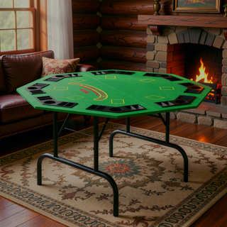 Sunvega Foldable 47 Inch Octagon Poker Table for 8 Players with Felt Surface and Cup Holders
