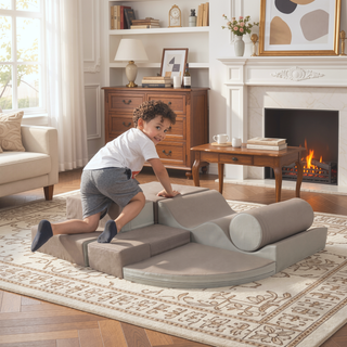 Sunvega Soft Climb and Crawl Foam Playset 6 in 1 with Stairs and Mats