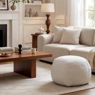 Sunvega Faux Fur Bean Bag Sofa Chair with Back Support and Footstool for Adults