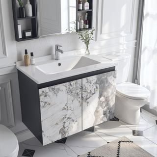 Sunvega Paint Free Vanity Door Panel with Hidden Handles for Bathroom and Kitchen