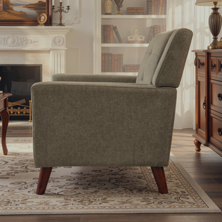 Sunvega Mid-Century Modern Armchair with Tufted Waffle Stitch and Tapered Brown Legs