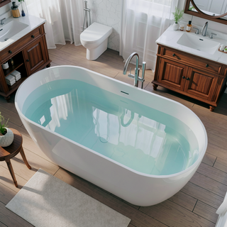 Sunvega Freestanding Solid Surface Bathtub with Excellent Heat Retention and Ergonomic Design