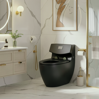 Sunvega Light Grey Elongated One-Piece Toilet with Dual Flush and Soft Closing Seat