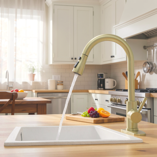 Sunvega Single Handle Kitchen Sink Faucet with Pull Out Sprayer and Deck Plate